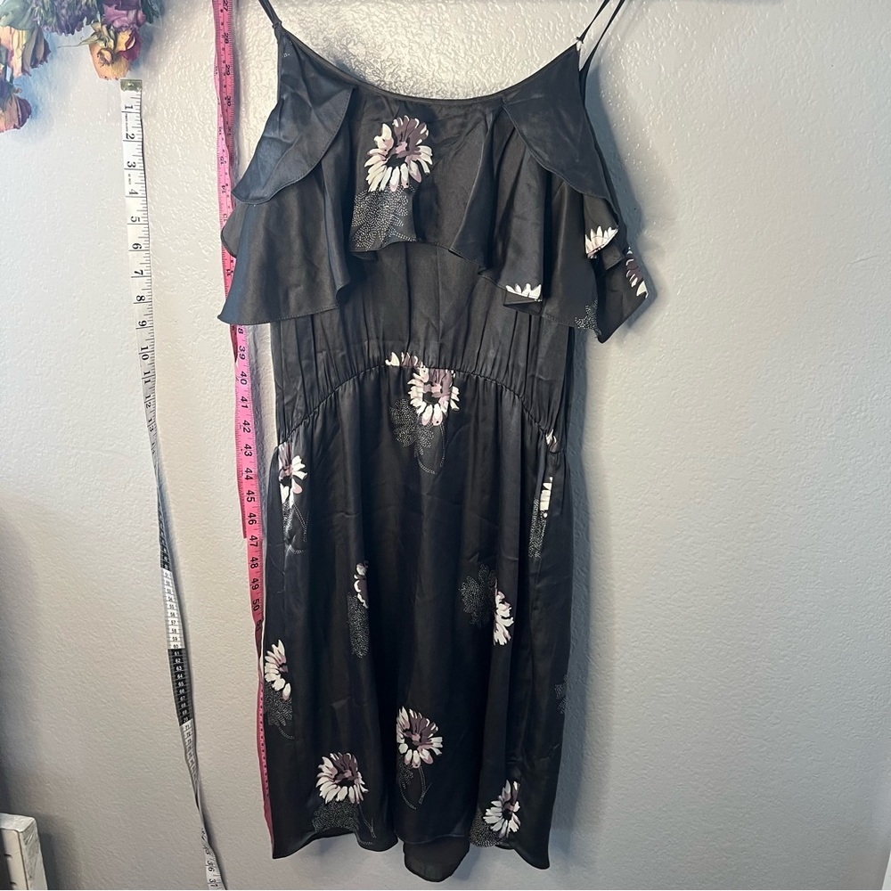 Rebecca Taylor| NWoT• Shadow Daisy Mini Dress 🌼silky silver w/florals, size 8. - Picture 14 of 15